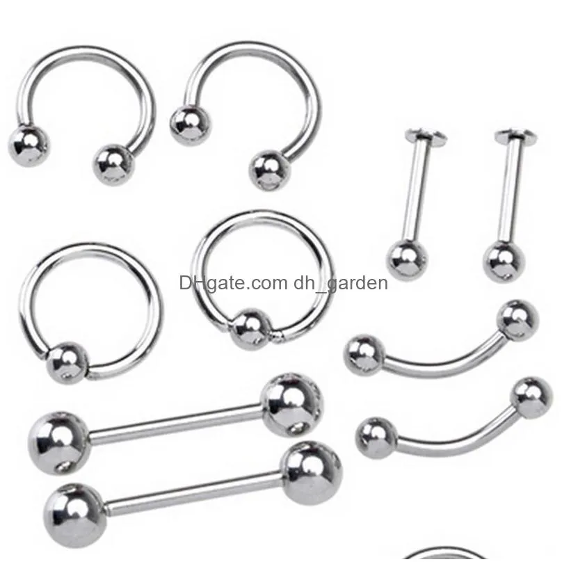 60pcs mix lots tongue eyebrow lip labret barbell body piercing jewelry fashion belly button rings whole price