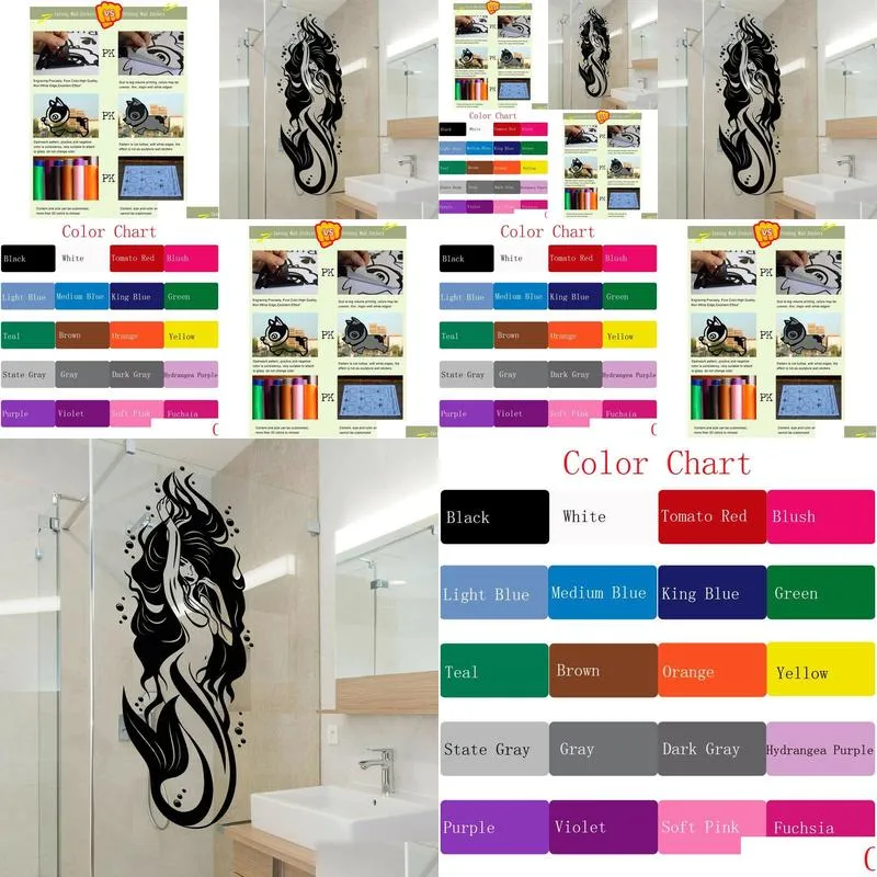 bathroom bath wall decal vinyl sexy naked mermaid girl bathroom decor wall stickers waterproof glass door wall decoration z461 201106