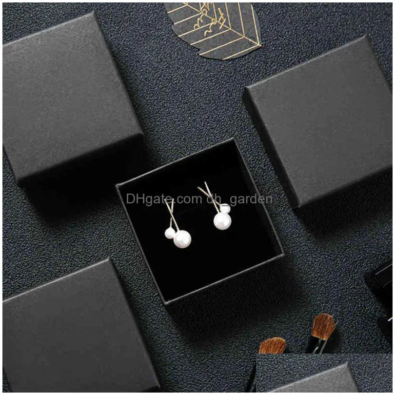 24pcs retro kraft box cardboard boxes for ring necklace earring gift jewelry packaging with sponge inside