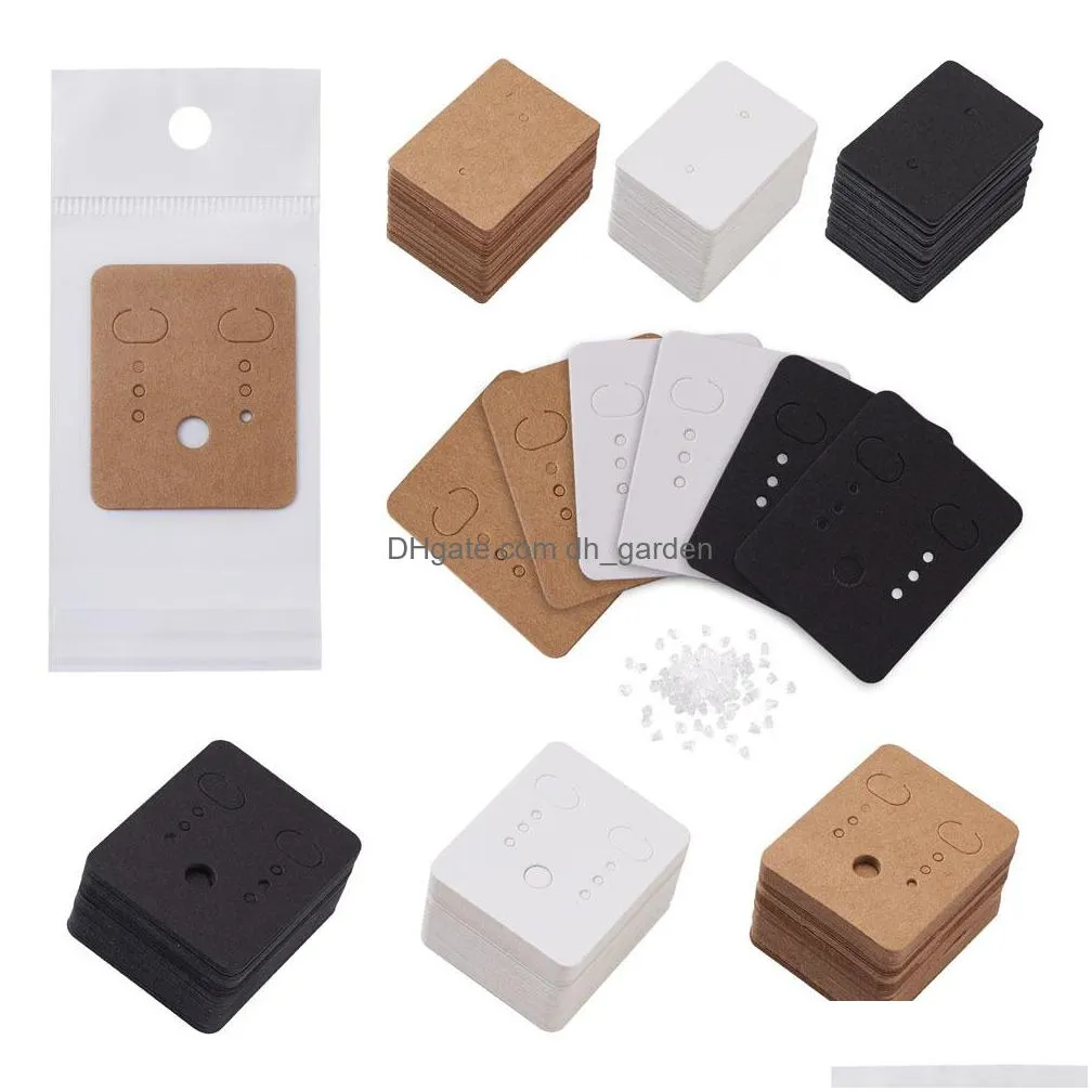 300pcs/set jewelry packing earring display kraft paper card holder with opp clear plastic bags ear nuts