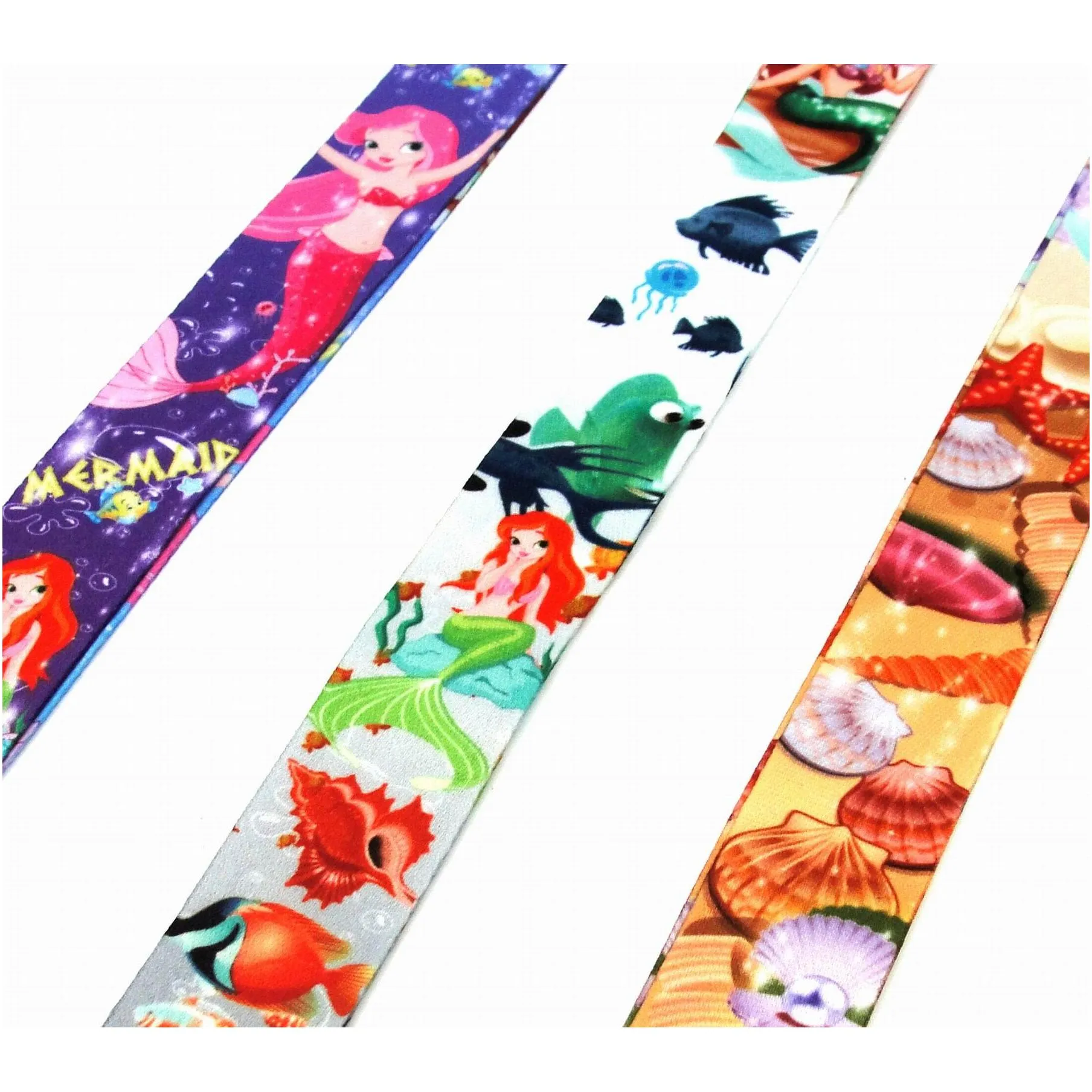 factory price 100 piec mermaid anime lanyard keychain neck strap key camera id phone string pendant badge party gift accessories