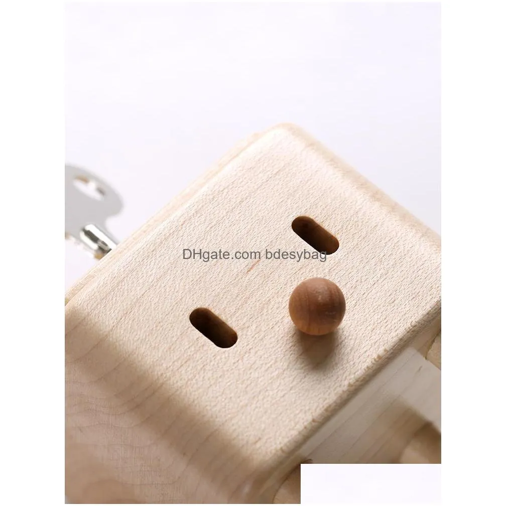 decorative objects figurines cute music box wood mechanism square wind up daughter boxes mini christmas present cajas musicales home