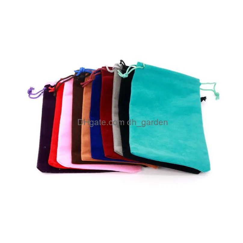 50pcs 10x12cm coloful bag jewelry packing velvet drawstring pouches can customized wedding candy gift bags
