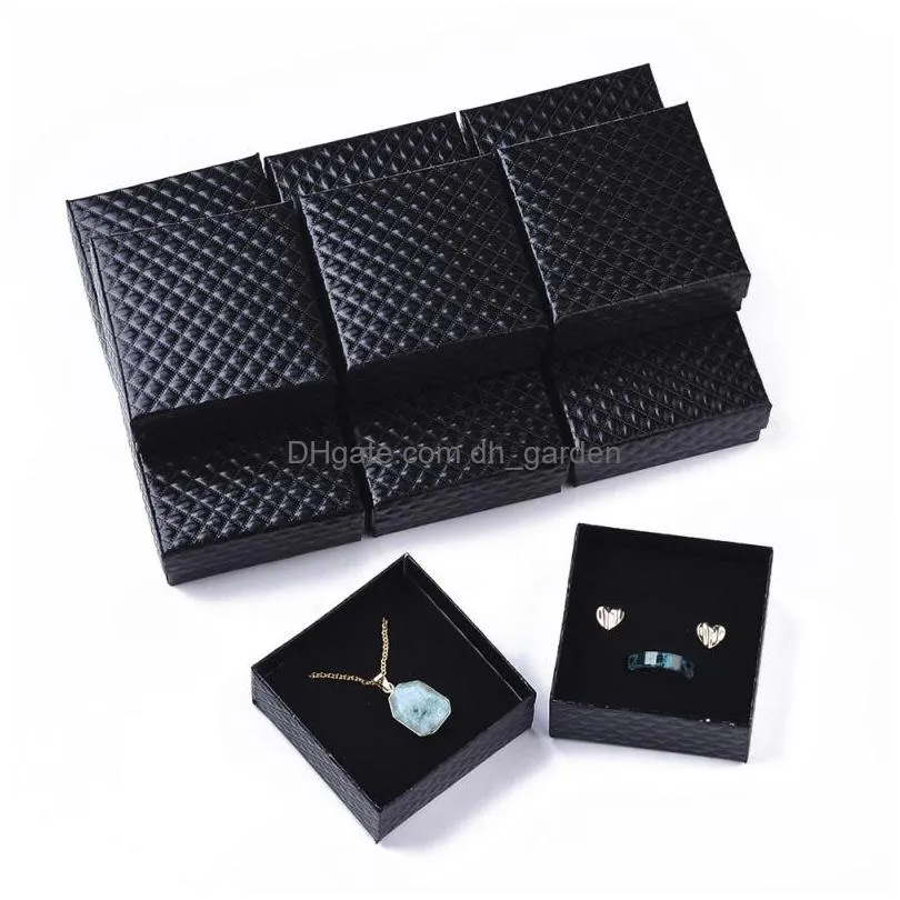 12pcs cardboard jewelry boxes for pendant earring ring with sponge inside square red black white 7.5x7.5x3.5cm