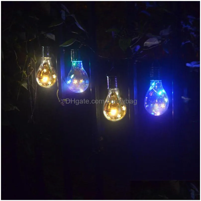 garden decorations solar panels led 1.2v waterproof light bulb rotatable outdoor lamp camping hanging stars decoration