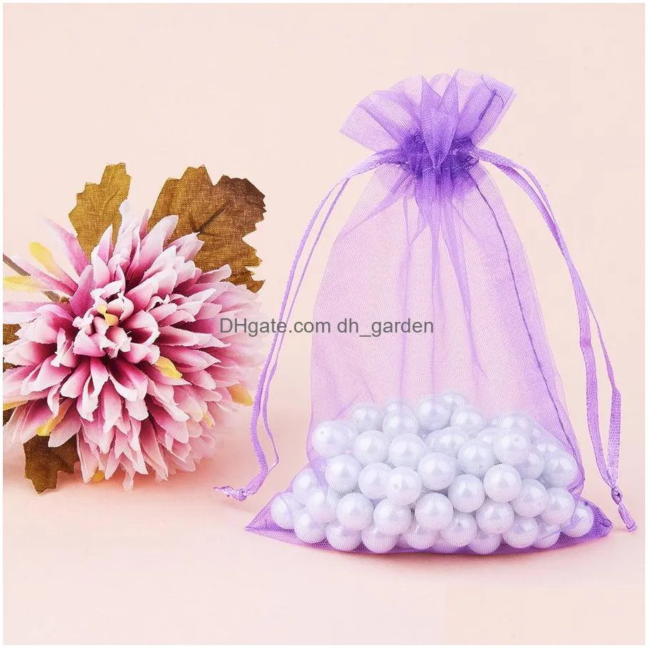 200pcs organza with drawstring jewelry pouches wedding party christmas favor candy gift packaging bags 12x10cm 10x8cm