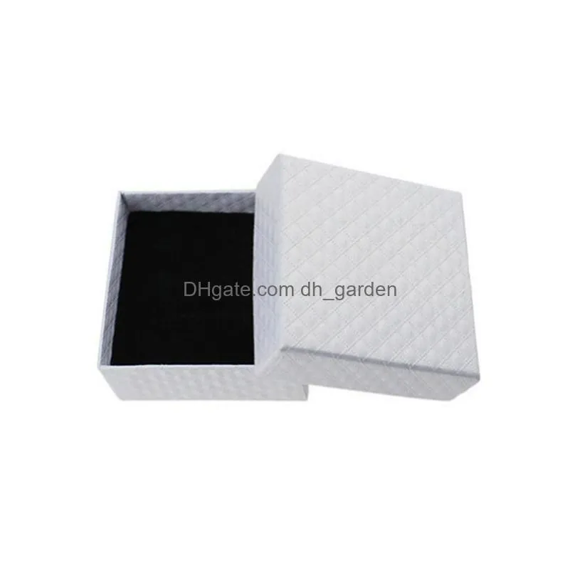 5x5x3cm jewelry display 48pcs multi colors black sponge diamond patternn paper ring /earrings packaging white gift box