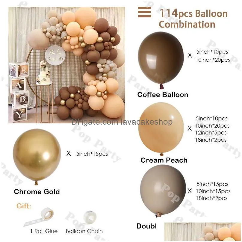 baby shower balloons garland coffee brown balloon arch kit wedding birthday decorations blush anniversary party decor supplies f1222