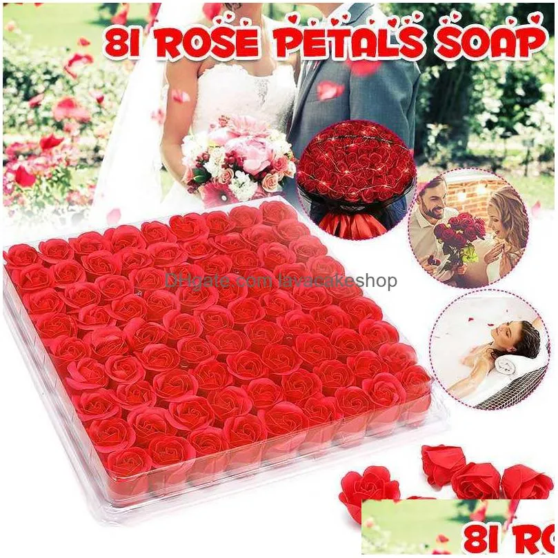 81 pcs soap roses artificial dried flowers heads rose bouquet for rose petals bath party wedding decoration valentines day gift f1217
