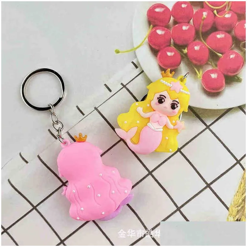 keychains mermaid princess doll key creative bag pendant plastic doll car