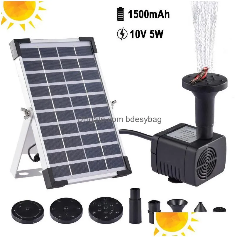 garden decorations solar fountain kit 5w for bird bath water fountains with panel and 6 nozzles outdoor small pond patiogarden