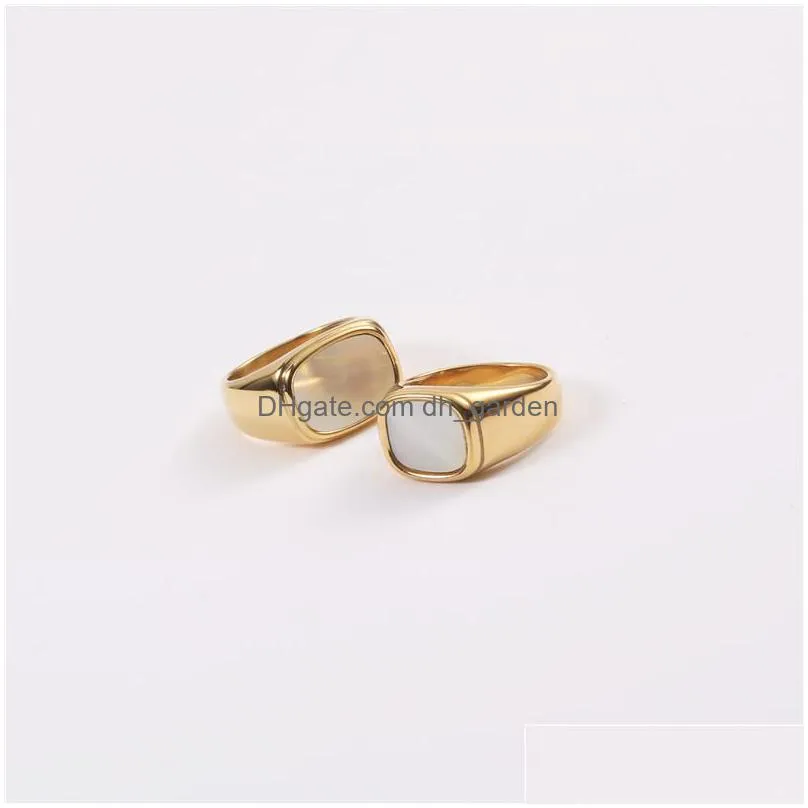 stainless steel bohemian white shell women gold plated minimalism form band rings boho ring jewelry