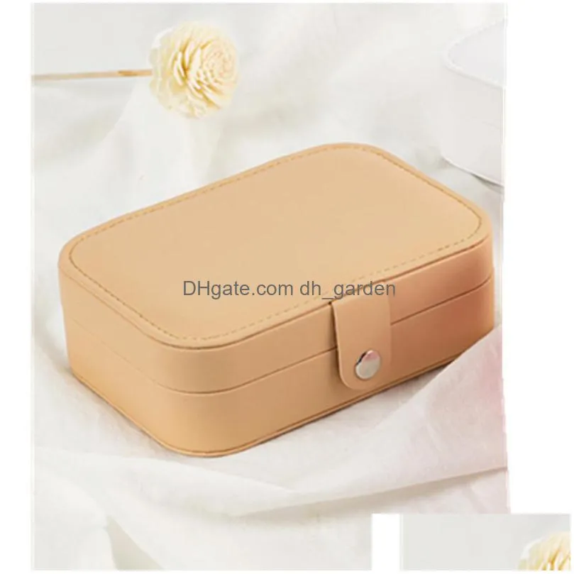 portable pu leather  and simple earrings ring multifunction storage double deck jewelry box