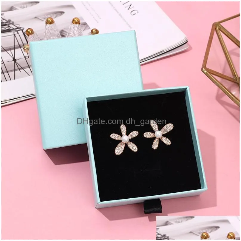 12pcs jewelry light blue necklace earring bracelet brooches packaging craft paper drawer box for gift display case