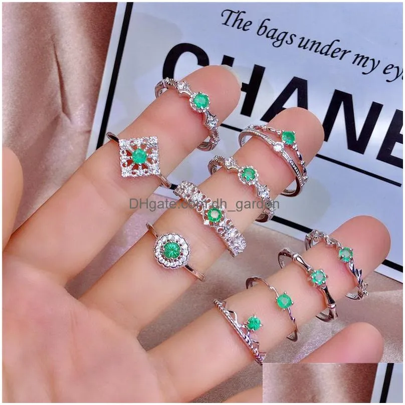 weainy natural s925 silver exquisite neogothic delicate ring emerald jewelry