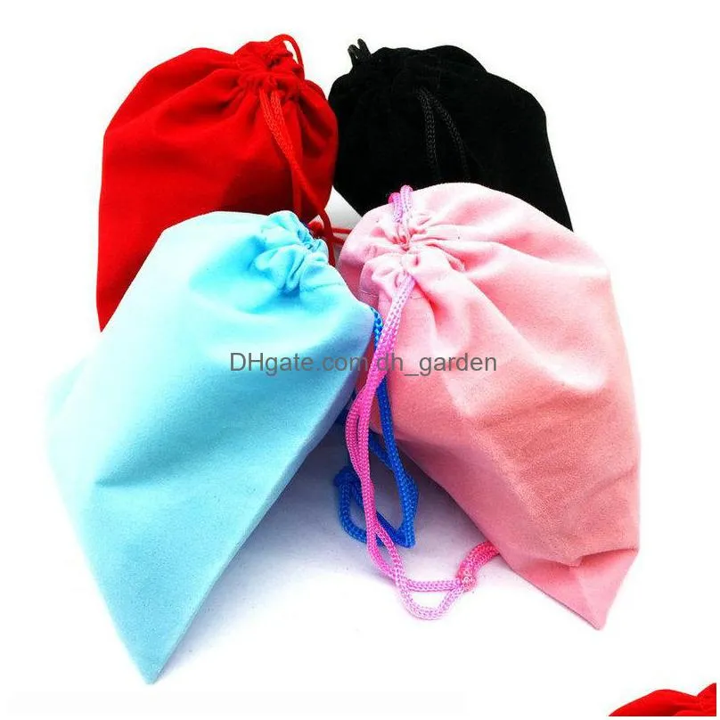 50pcs 10x12cm velvet drawstring bag/jewelry bag christmas/wedding gift bags black blue pink red whole