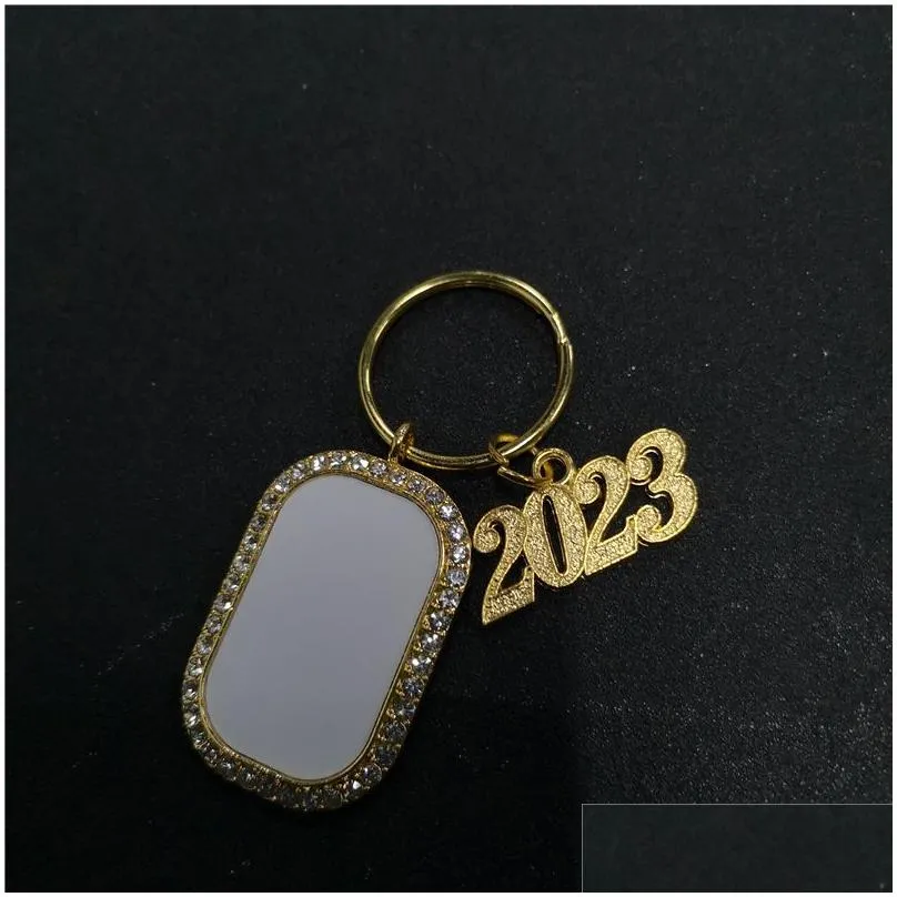 sublimation blank 2023 rectangle keychains year key ring heat transfer printing blank diy materials factory price