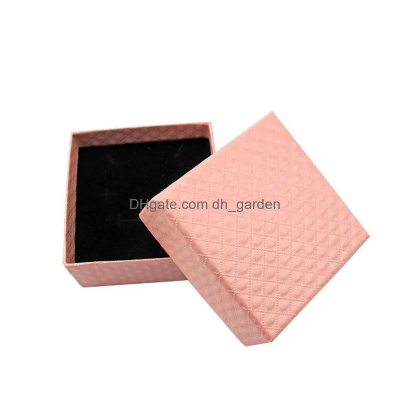 5x5x3cm jewelry display 48pcs multi colors black sponge diamond patternn paper ring /earrings packaging white gift box