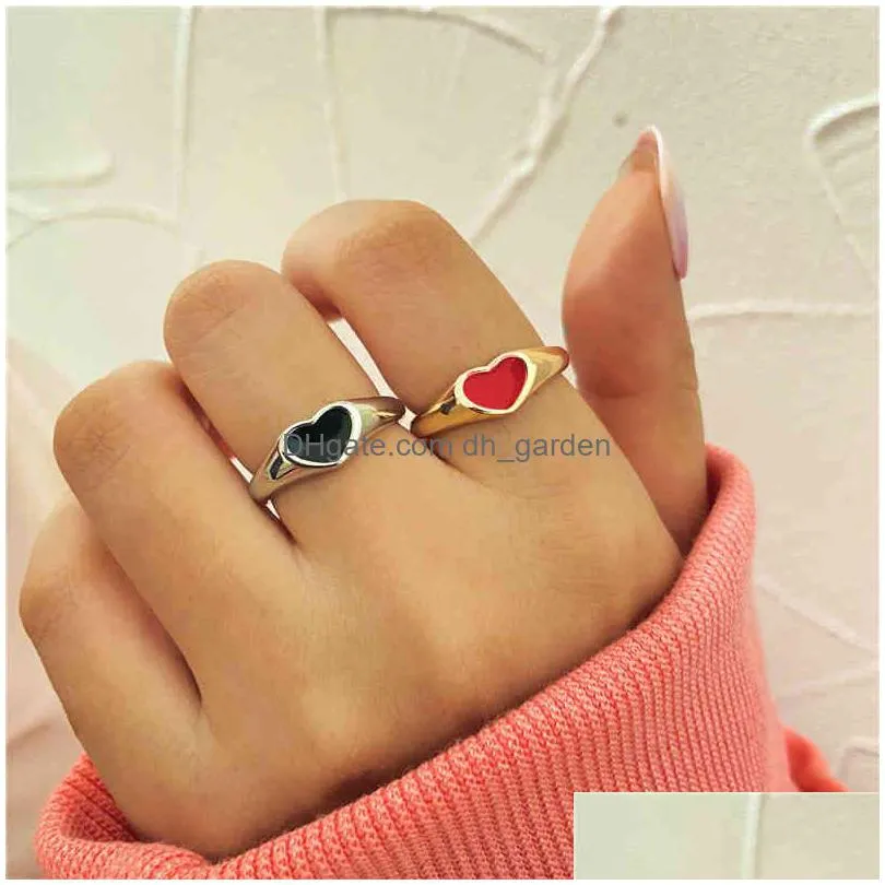 17km vintage golden rings set for women fashion pink green color resin flower love heart ring whole jewelry