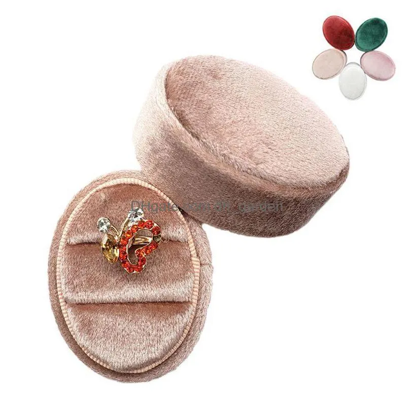 velvet double oval wedding ceremony ring box with detachable lid