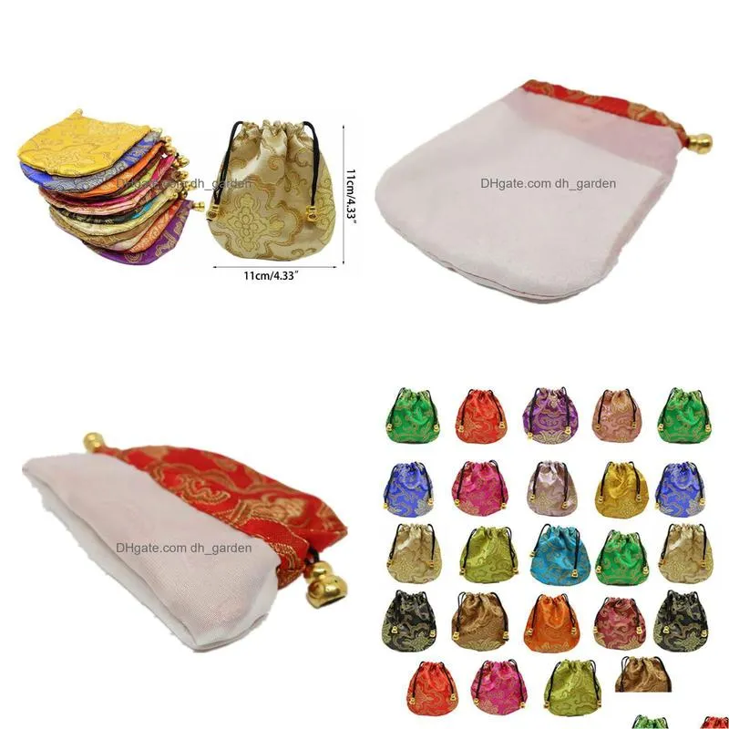 24pc silk jewelry storage pouch small satin coin purse chinese brocade embroidered drawstring gift bag for ring