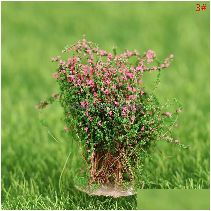 decorative figurines 1/12 dollhouse miniature multicolor flower bush green plant model toy for doll house decoration home decor