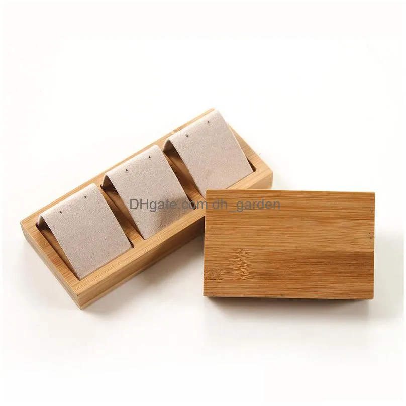 high quality bamboo imitation suede fabric jewelry earring display stand ear stud holder rack storage case