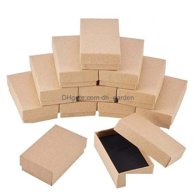24pcs kraft box gift cardboard boxes for ring necklace earring womens jewelry gifts packaging with sponge inside