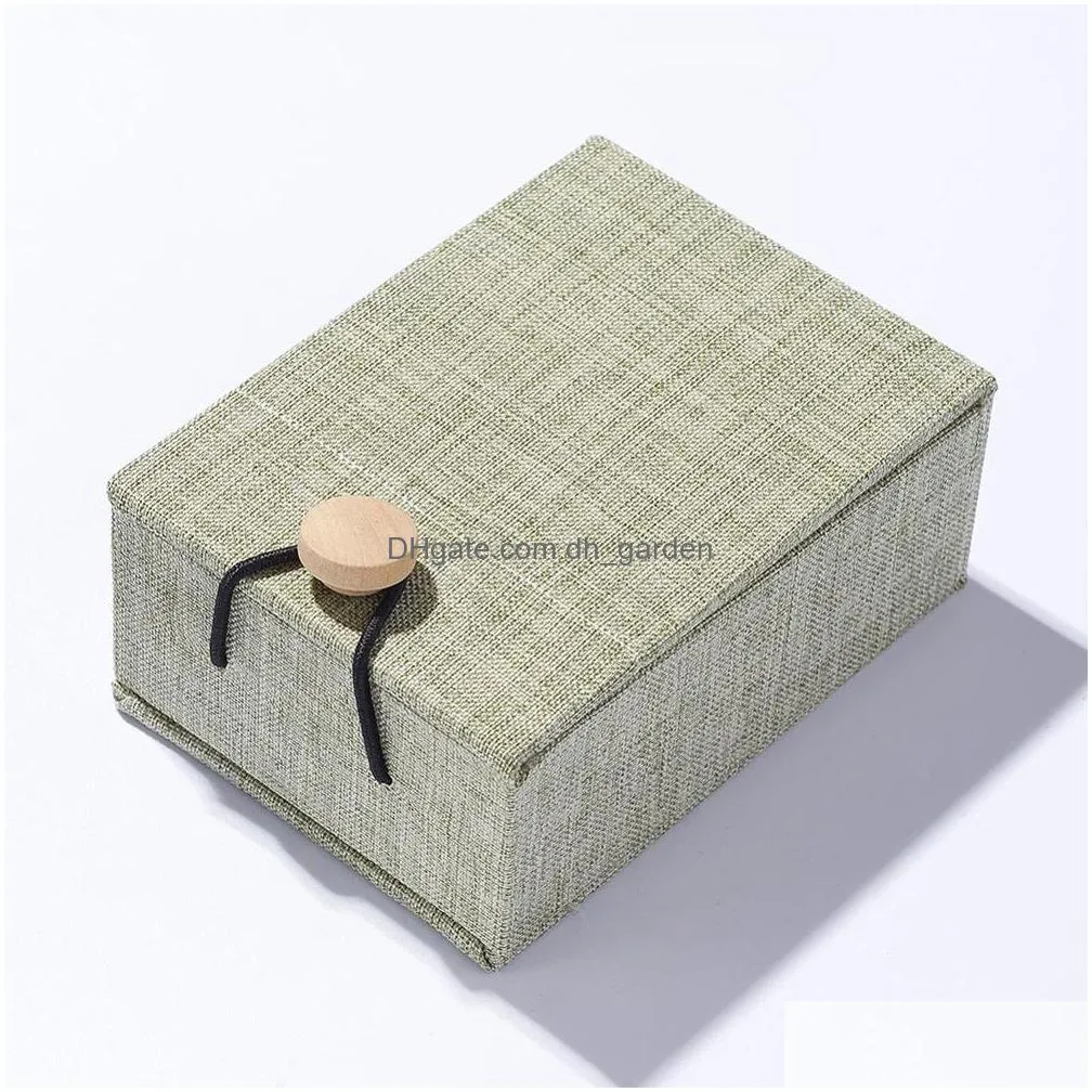 10pcs jewelry storage es pendant necklace display case gift retro simple rectangle burlap and cloth box 10.5x7.6x4.3cm