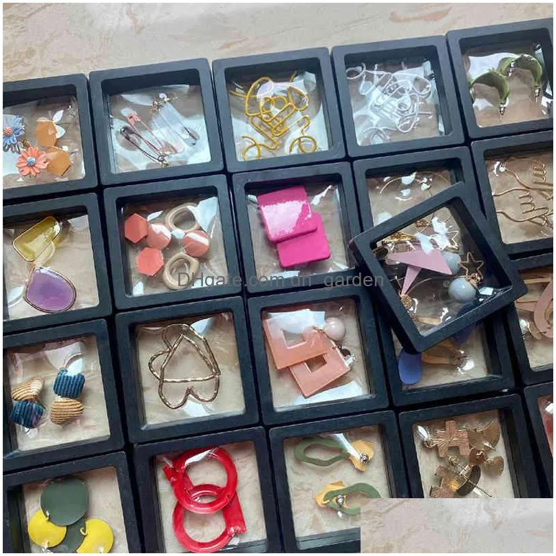 10pcs set 3d floating display case stands holder suspension storage for pendant necklace bracelet ring coin jewelry pin