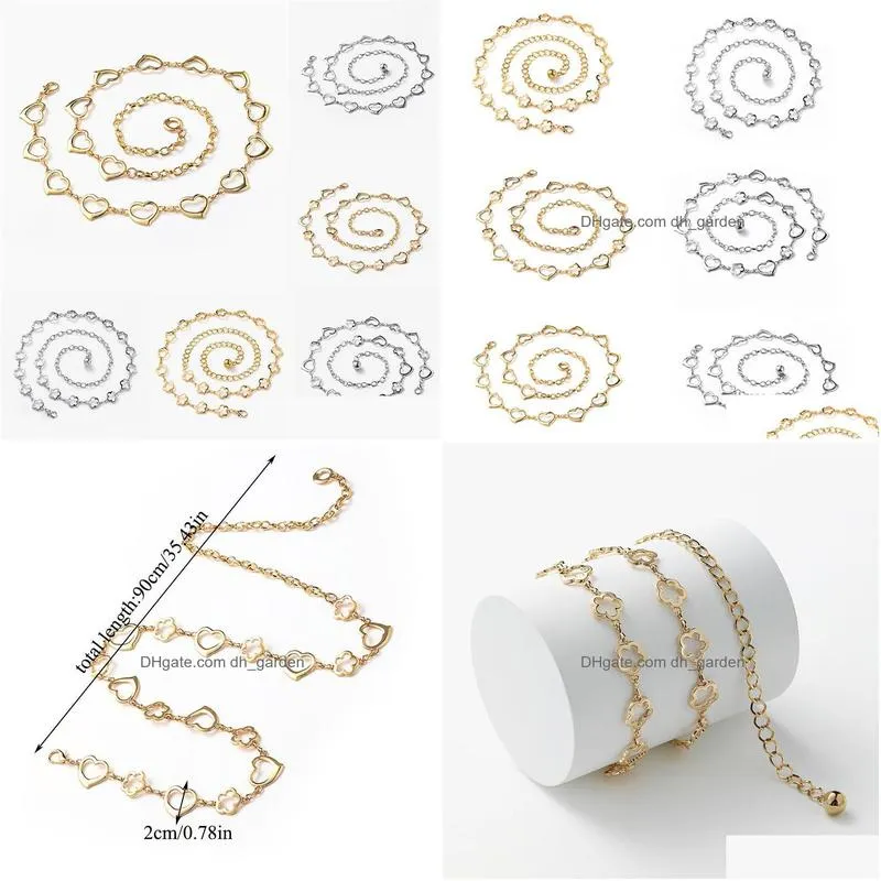 Other Fashion Accessories Belts Women Circle Metal Chain Belt Sier Heart Flower Fringes Ring Waist Dress Ladies Decorative D Dhgarden Dhcmf