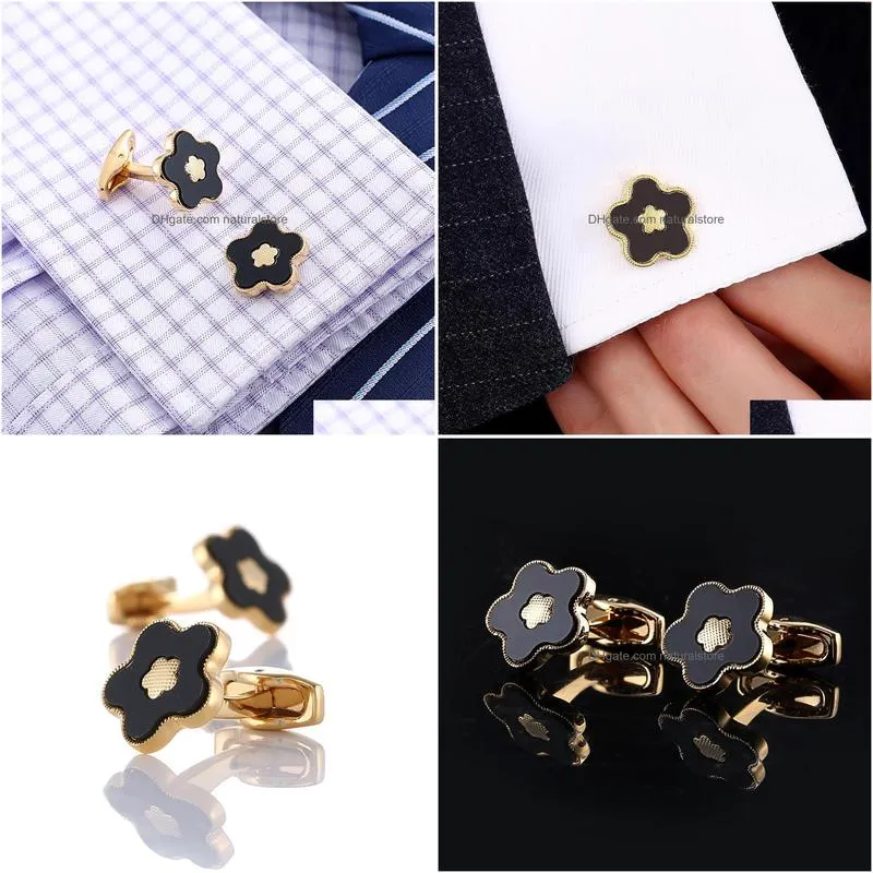 gold flower french shirt cufflinks jewelry shirt cufflink for mens brand fashion cuff link wedding groom button cuff links
