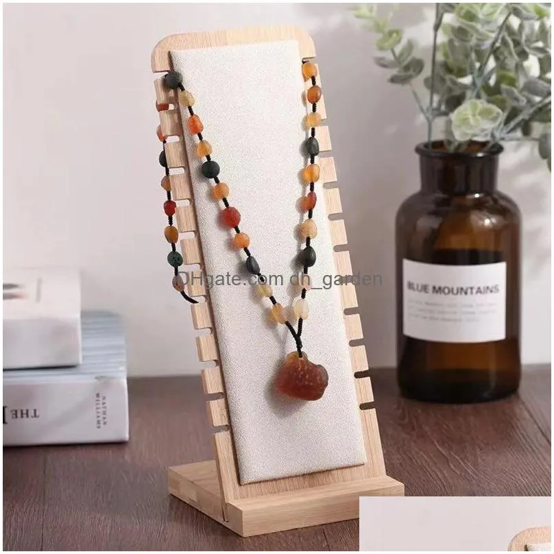 bamboo jewelry stand wood necklace easel showcase display holder stands