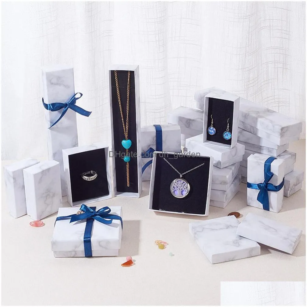 marble necklace bracelet rings carton packaging display box gifts jewelry storage organizer holder rectangle/square