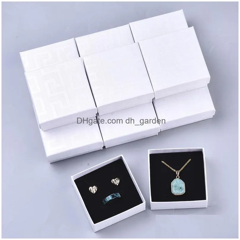 12pcs cardboard jewelry boxes for pendant earring ring with sponge inside square red black white 7.5x7.5x3.5cm