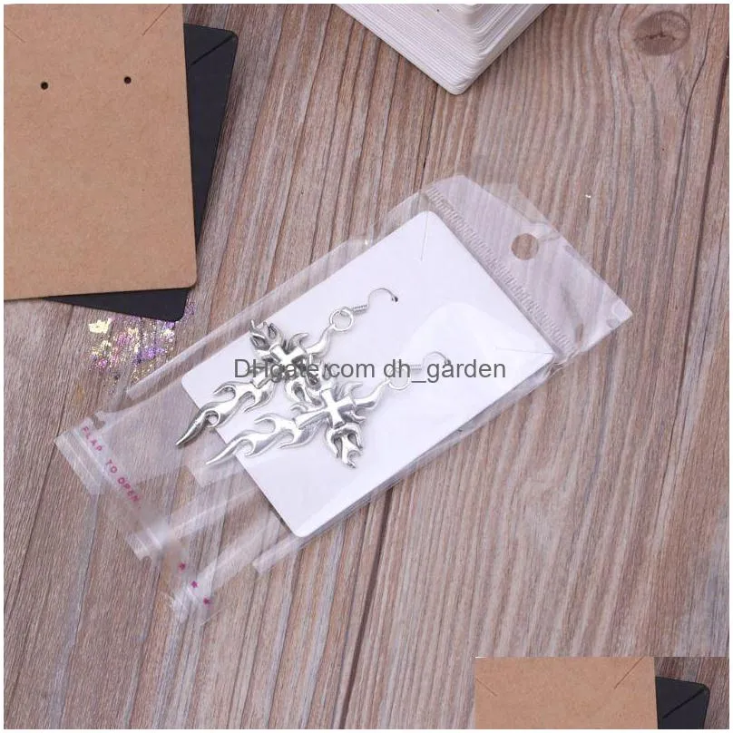 97qe blank kraft paper jewelry packaging card tags used for necklace earring display cards with 100pcs selfseal bags