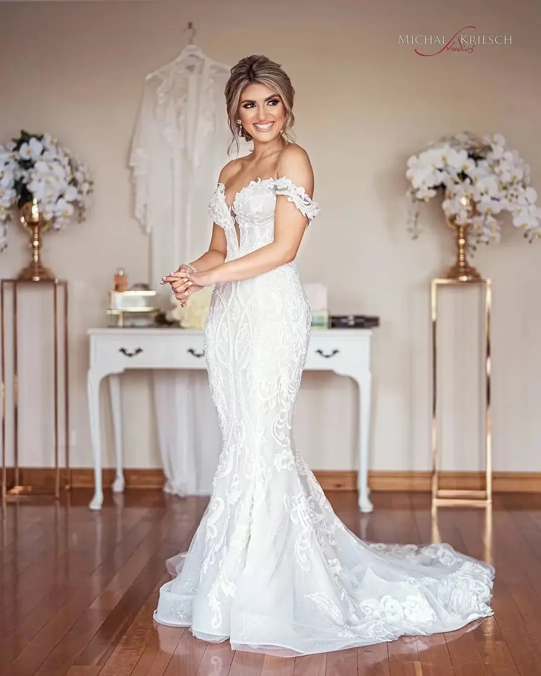 Stylish Off The Shoulder Lace Mermaid Wedding Dresses For Women Plus Size Arabic Aso Ebi Boho Country Bridal Gowns Sweep Train Reception Bride Robes de Mariee CL2883