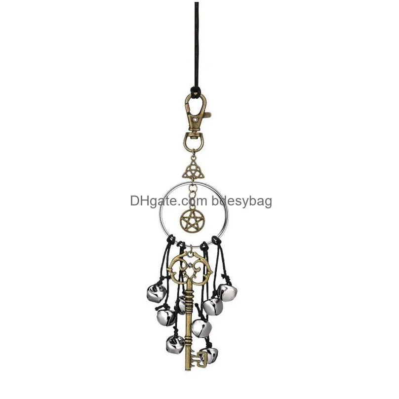 decorative objects figurines witch wind bells room decor car bell pendant magic key for door protection home kitchen