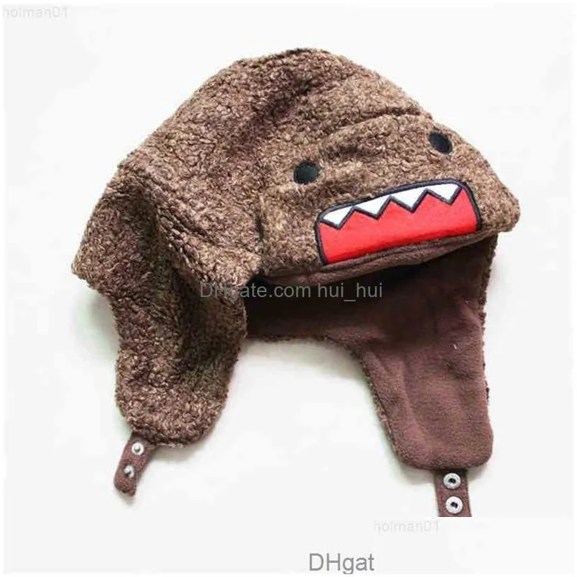 big cartoon mouth domo winter bomber ushanka russian fur hat warm thickened ear flaps cap for men women boys girls hats2053202x