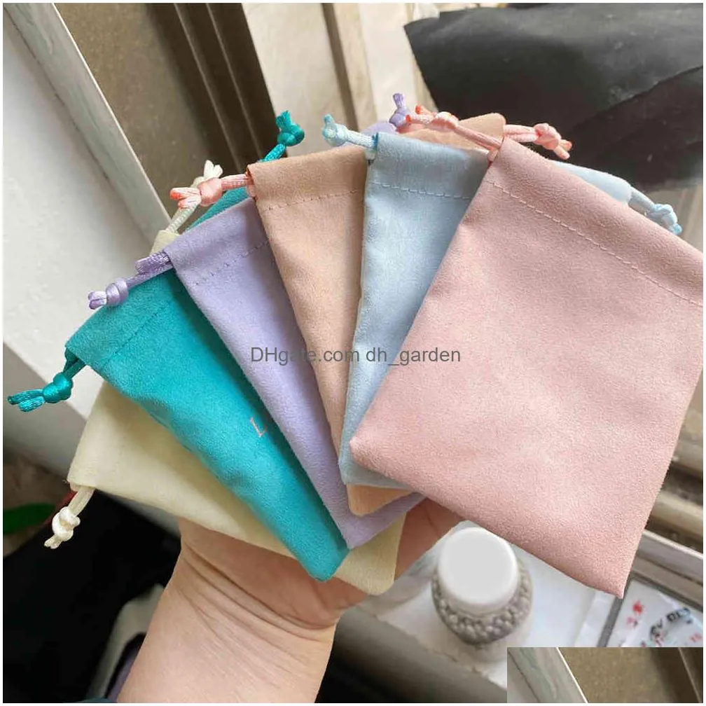 50pcs flannel jewelry packaging pouches chic purple wedding favor gift bag velvet drawstring pouch for cosmetic makeup eyelashes
