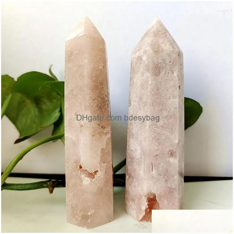 decorative figurines natural pink amethyst crystal tower wand point mineral room decoration stones energy spiritual meditation and