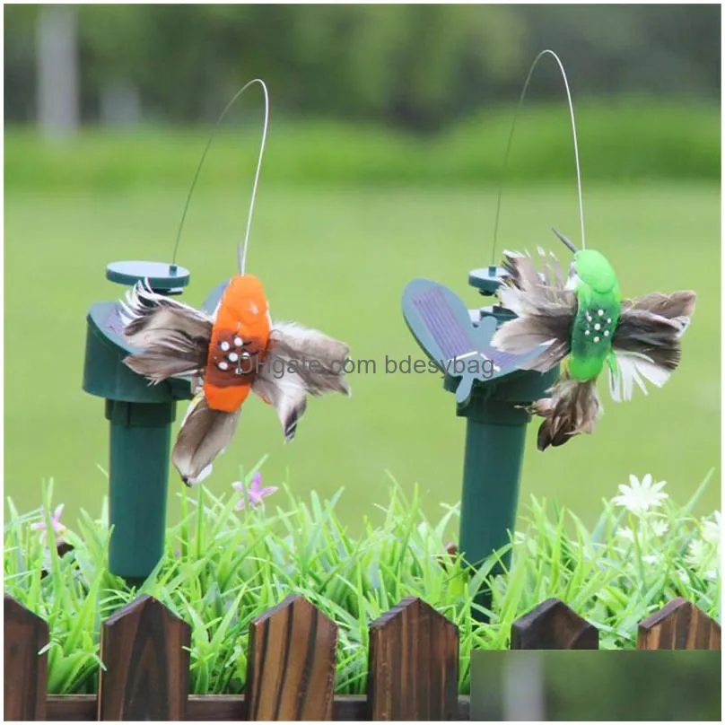 garden decorations plastic solar powered flying butterfly bird sunflower yard stake ornament potted plant decoration supplies