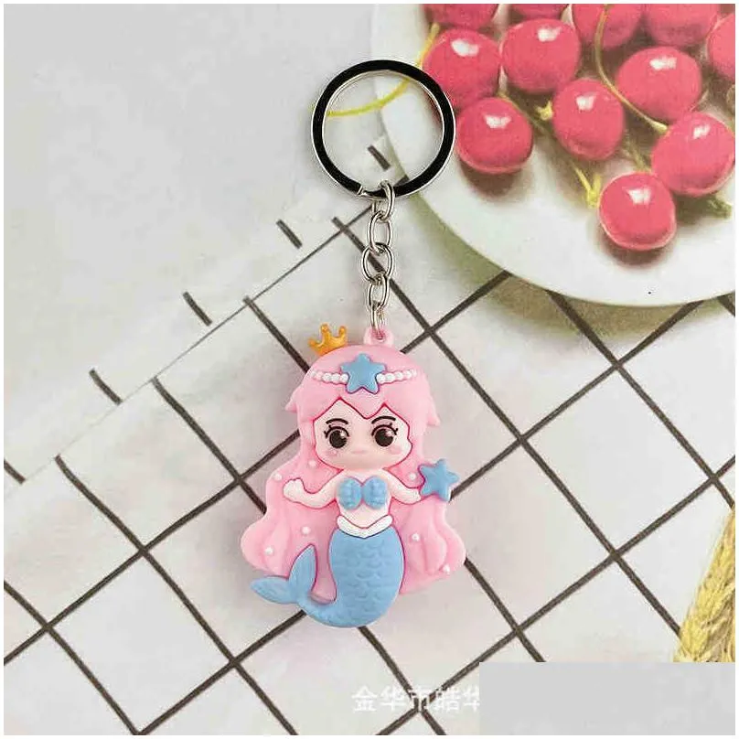 keychains mermaid princess doll key creative bag pendant plastic doll car