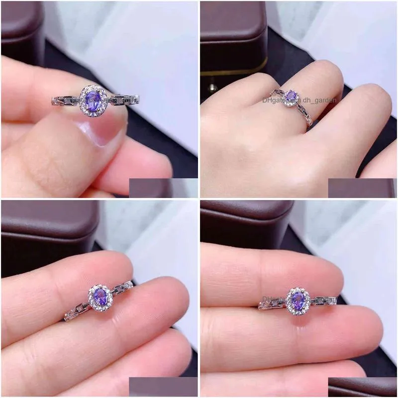 natural tanzanite ring s925 sterling silverbirthstone in decemberreal woman blue gem jewelry