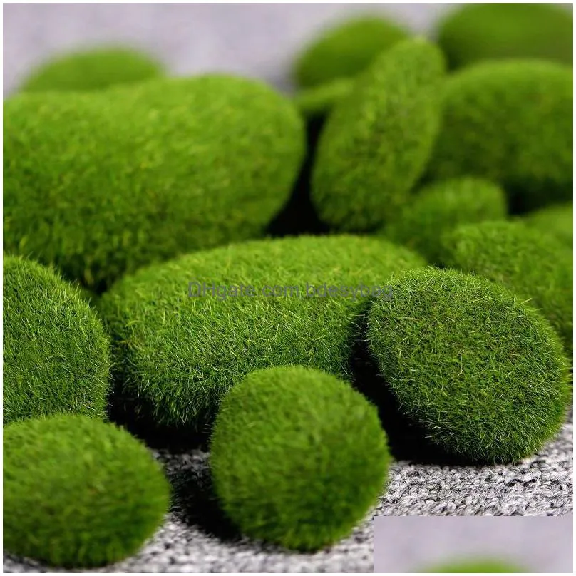 garden decorations promotion 20 pieces 2 sizes green artificial moss rocks decorative faux covered stones