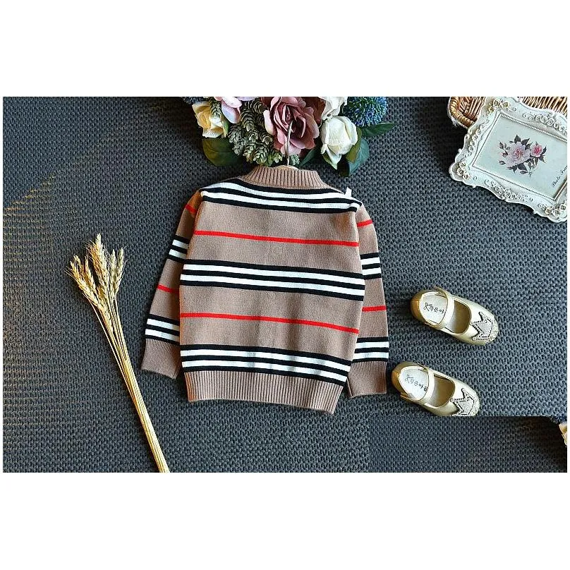 Clothing Sets Baby Girls Winter Clothes Set Girl Sweater Striped Pleated Skirt Two-Piece Suit 3-7 Years Kids Clothing Drop Delivery Ba Dhysj