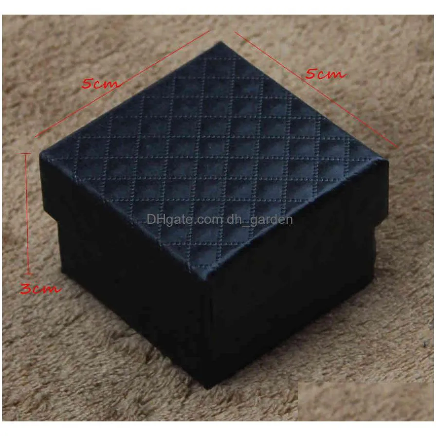 5x5x3cm jewelry display 48pcs multi colors black sponge diamond patternn paper ring /earrings packaging white gift box