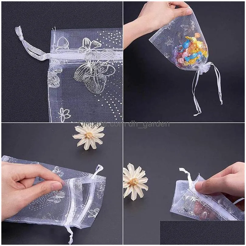 Storage Bags Organza Mesh Bags For Wedding Baby Shower Birthday Gift Bag Sample Dstring Pouch Cosmetics Storage Package Drop Delivery Dhfih