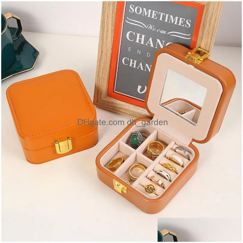 Jewelry Boxes Travel Jewelry Box Pu Leather Storage Case Portable Jewellery Boxes Ideal Gift For Girlfriend And Wife With Mirror Drop Dh2Vp