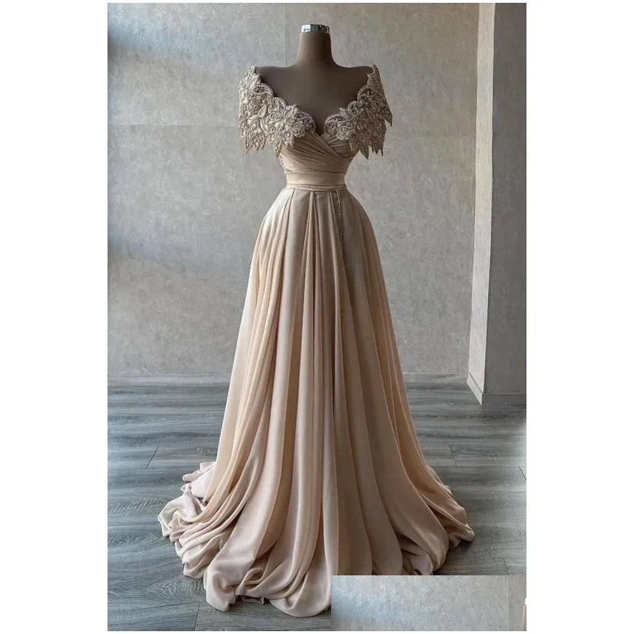 luxury beaded pearls prom dresses y chiffon aline off shoulder evening formal party gowns custom made bc11949